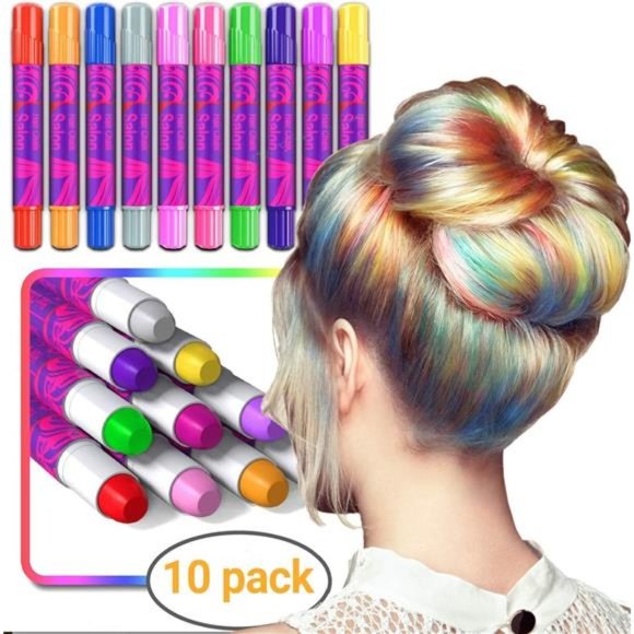 Hair Chalk for Girls Makeup Kit of 10 Temporary Colour Pens Gifts, Great Toy - Picture 4 of 6